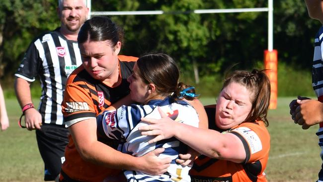 The Herbert River Crushers Women’s team drew 20-20 with Townsville Brothers in a hard-fought contest in Ingham on Saturday. Picture: Cameron Bates
