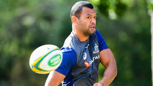 Kurtley Beale, pictured at Wallabies camp in Brisbane, is one of five fullback options for Michael Cheika. Picture: Stuart Walmsley/Rugby Australia