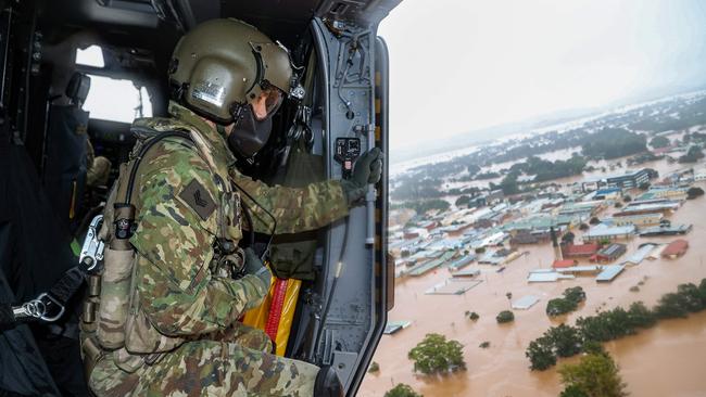 The army flys over the Northern Rivers on February 28 last year. Picture: Bradley Richardson/ADF/AFP