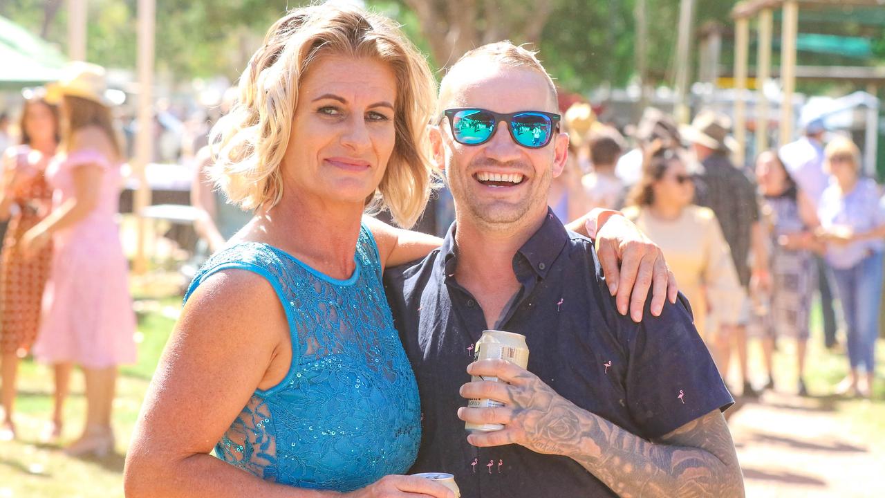 Jodi Booth and Andy Collins at the 2021 Adelaide River Races. Picture: Glenn Campbell