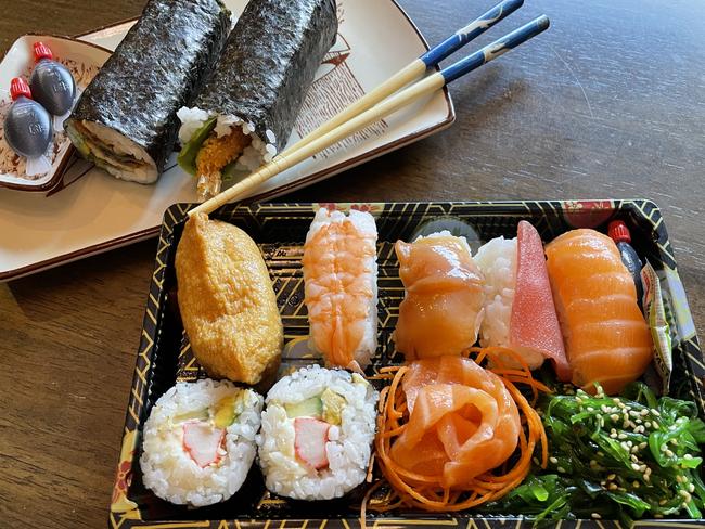 Hand rolls and a sushi and sashimi lunch box from iobento restaurant, Bendigo. Picture: Julieanne Strachan