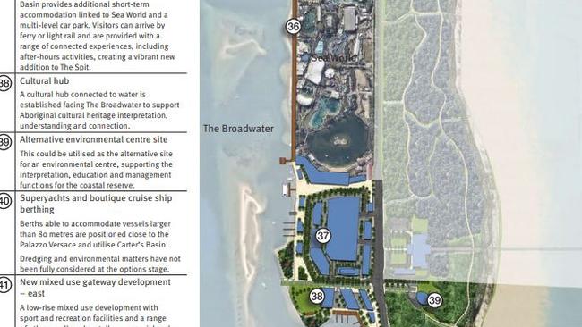 The Spit master plan – the options report, showing the area around Sea World.