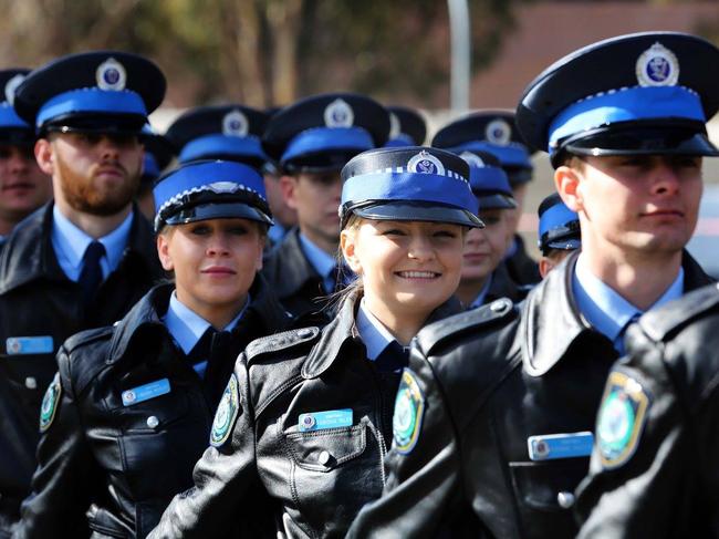 Images of the NSW Police Attestation Parade in April 2017. New recruits are formally welcomed to the NSW Police Force as probationary constables at the Police Academy in Goulburn. Photos from the NSW Police Force Facebook page.