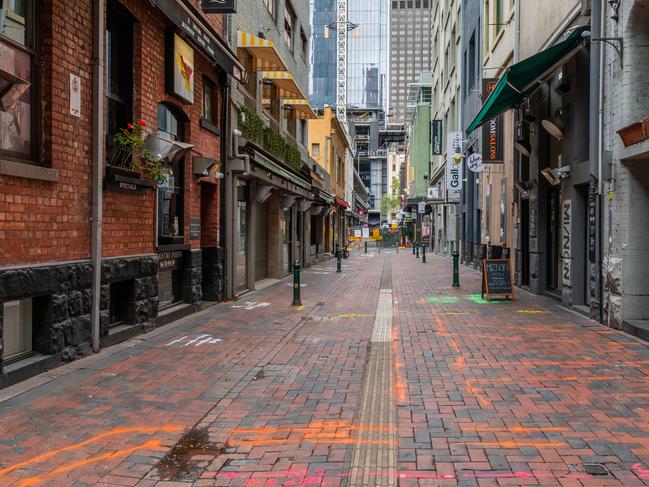 Melbourne’s streets have been empty under strict lockdowns. Picture: Getty Images