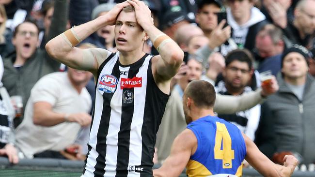 Mason Cox was on the mark for Dom Sheed’s winning goal. Picture: Michael Klein