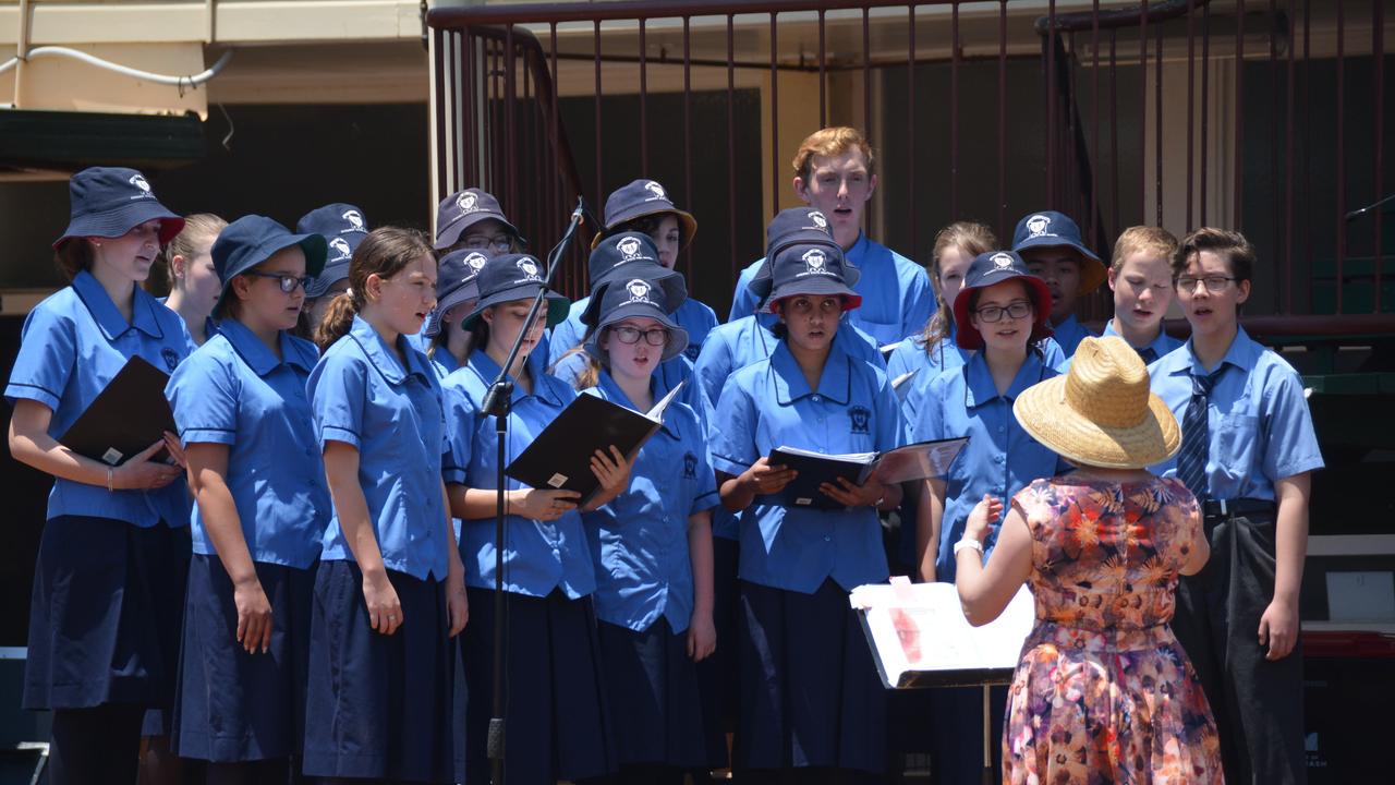 The KSHS Vocal Group performs Abide With Me at the 2019 Kingaroy Remembrance Day service at KSHS. (Photo: Jessica McGrath)