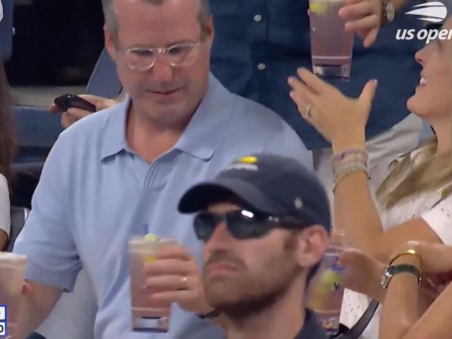 A tennis fan has been roasted over this awkward interaction at the US Open. Picture: Twitter