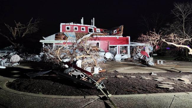 A home destroyed in severe weather in Missouri. Picture: Missouri State Highway Patrol/AFP