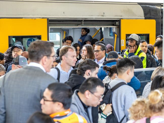 Frustrated commuters during last week’s rail network crisis. Picture: Thomas Lisson