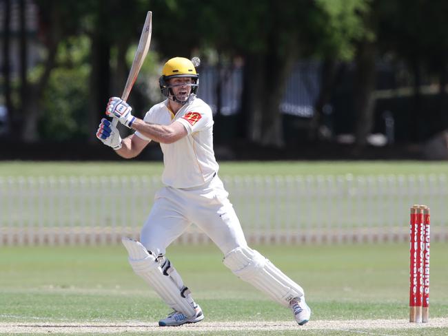 Action from the Fairfield Liverpool Lions(batting) vs Sydney cricket match at Rosedale Oval in Warwick Farm. Ben Rohrer batting.