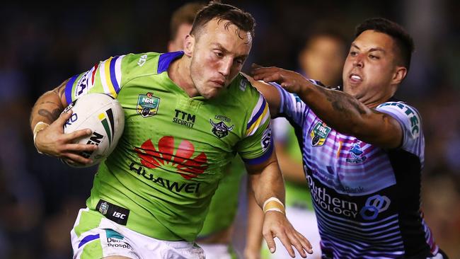 Raiders hooker Josh Hodgson was in everything early, going into halftime with 87 SC points. Picture: Getty Images