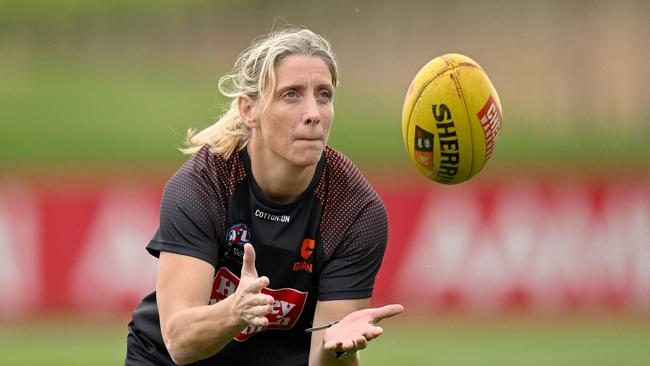 The 40-year-old hasn’t decided yet if she’ll return in 2023. Picture: Morgan Hancock/AFL Photos/via Getty Images