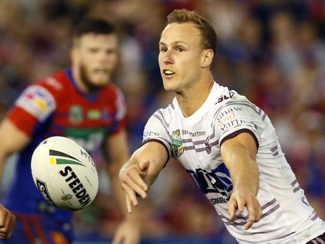 Daly Cherry-Evans  of the Sea Eagles during the Round 1 NRL match between the Newcastle Knights and the Manly-Warringah Sea Eagles at McDonald Jones Stadium in Newcastle, Friday, March 9, 2018. (AAP Image/Darren Pateman) NO ARCHIVING, EDITORIAL USE ONLY