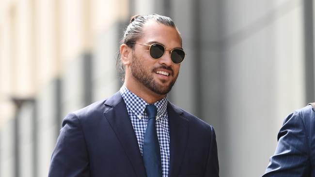 Queensland Reds rugby union player Karmichael Hunt arrives at the Magistrates Court in Brisbane.