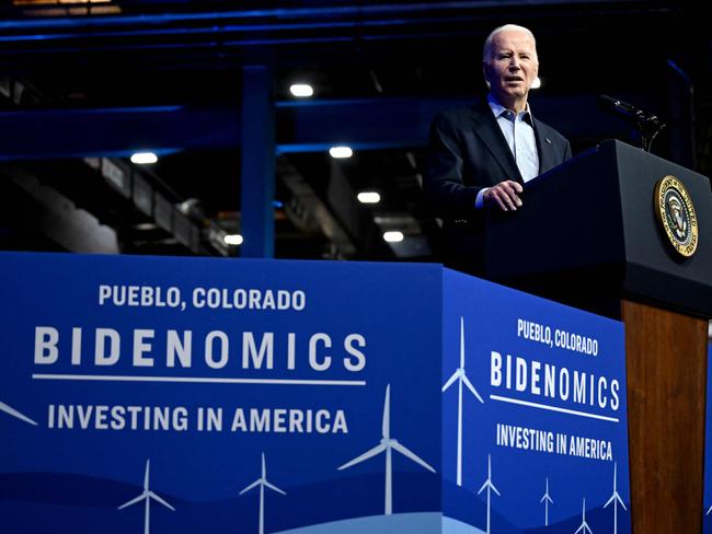 US President Joe Biden has recently stopped referring to Bidenomics in his speeches. Picture: Andrew Caballero-Reynolds (AFP)