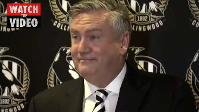 Eddie McGuire breaks down during his resignation press conference