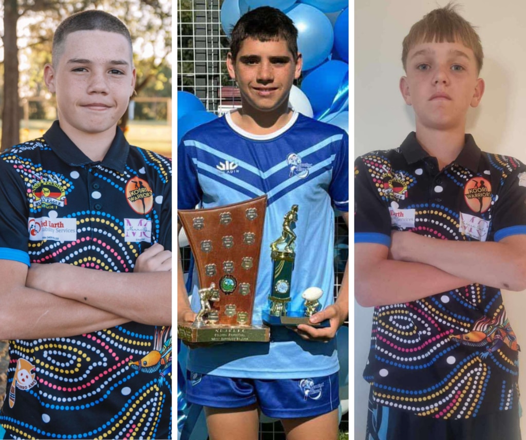 Taine McEwen, Lucas Summers-Lawler and Ryder Burns of the Koori Warriors.