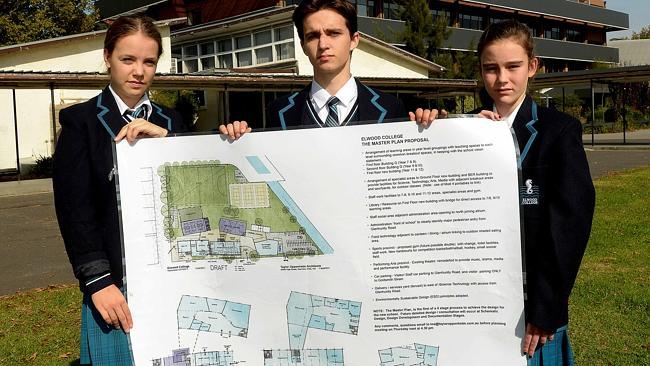 Tully 15, Emmet 17 and Emily 12 show the masterplan proposal the Friends of Elwood Colleg