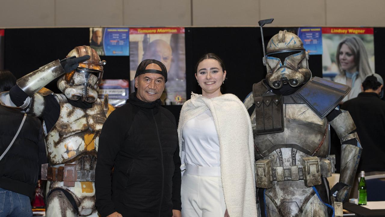 Ashton Constable, Temuera Morrision, Zoe Barbour and Jayden Constable at Supanova. Picture: NewsWire/ Monique Harmer