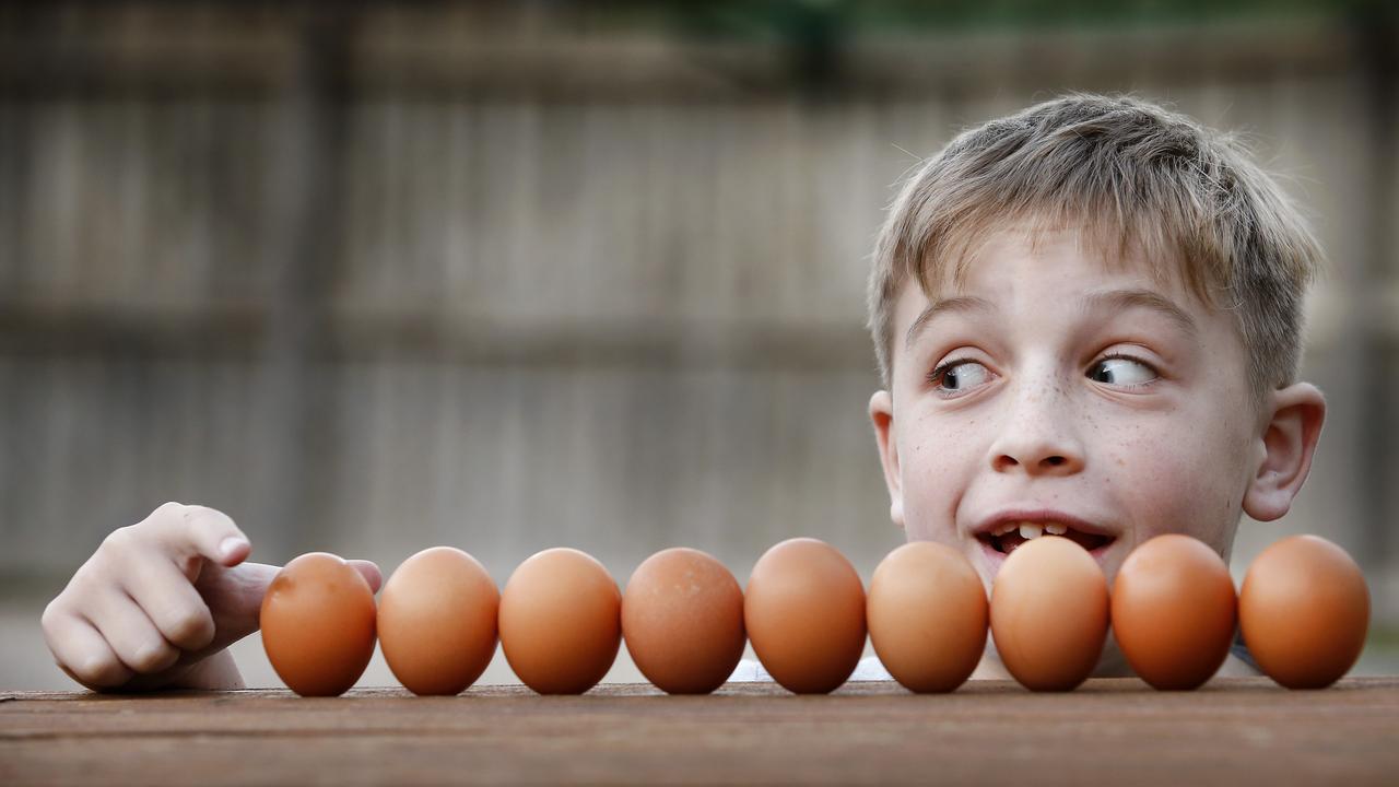 Jamie, 9, who is part of the trial to “switch off” egg allergy, is excited about one day being able to eat eggs. Picture: David Caird