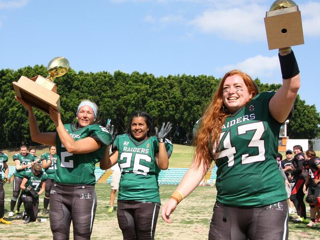 The UNSW Raiders gridiron team successfully defended their title by winning the 2016 Opal Bowl, beating Northwestern Phoenix 40 to 6. Picture: Elissa Manera