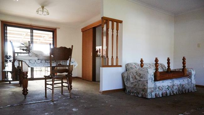 Carpet removed after a burst water main flooded this home in Paradise last week. Picture: Matt Loxton