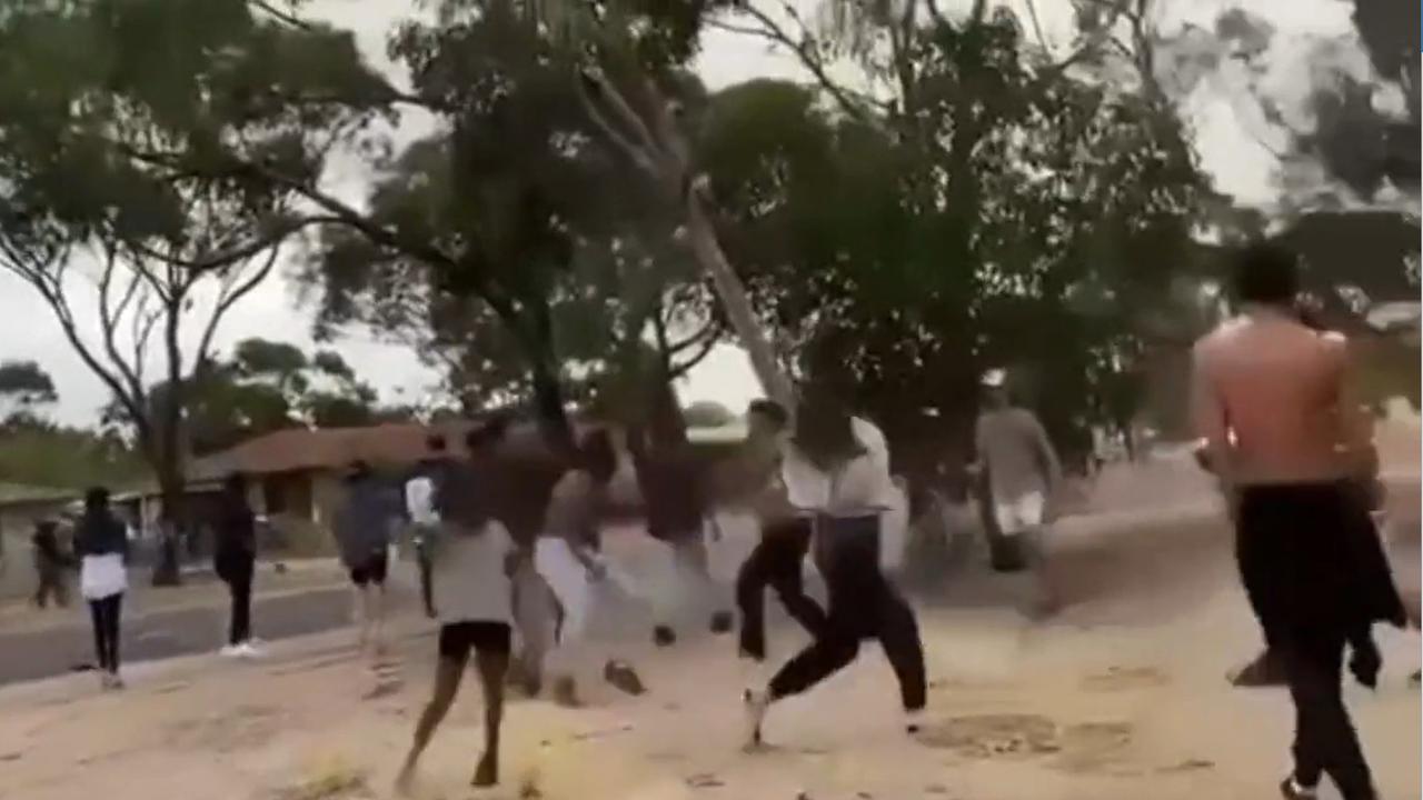 The street brawl at Port Augusta. Picture: 9News Adelaide