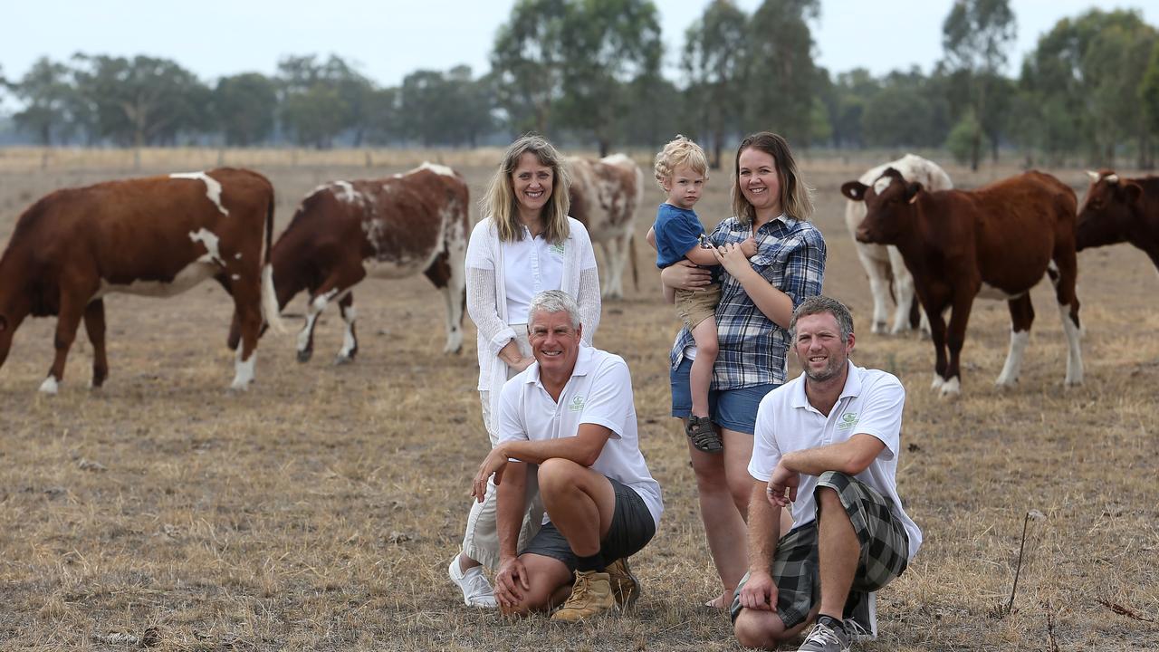 Family plan: Gary and Sue with their daughter, Hollie, son-in-law, Chris, and grandson, Taylor, 2. In addition to meat, the family also sells fruit and veg boxes. Picture: Yuri Kouzmin