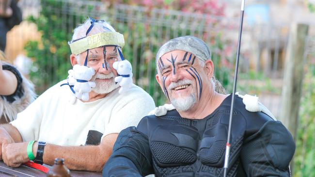 Bryan Butson and Shane Kruger at the annual Dinah Beach Yacht Club’s Viking Funeral. Picture: Glenn Campbell