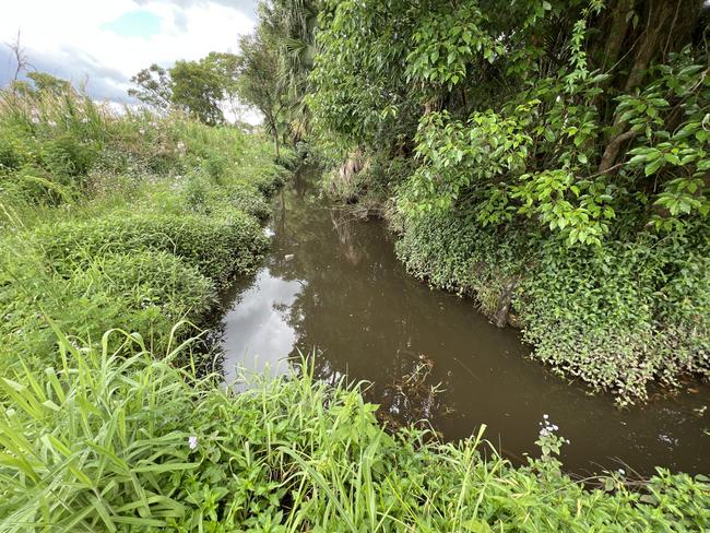 In a welfare check gone horribly wrong, a police sergeant’s head was allegedly held under water in this creek until a good Samaritan stepped in to help. Picture: David Bonaddio