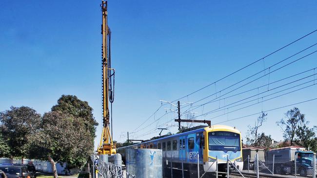 A view of the area of Sky Rail work in Carnegie. Picture: Hamish Blair