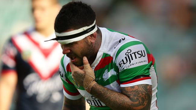Adam Reynolds suffers a broken jaw. Picture: Brett Costello