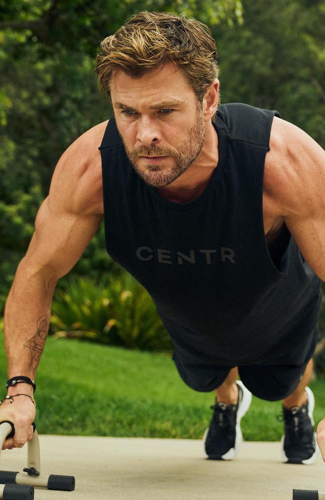Hemsworth’s Centr app is highly profitable, inviting users to train with him. Picture: Supplied/Centr