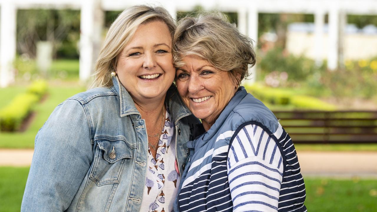 Ally Russell was visited by her mum Toni Russell from Lismore for Mother's Day, pictured during celebrations in the Queensland State Rose Garden, Newtown Park, Sunday, May 8, 2022. Picture: Kevin Farmer