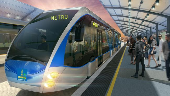 An artist’s impression of the Brisbane Metro system, which has been revised to better compliment Cross River Rail. Picture: Supplied