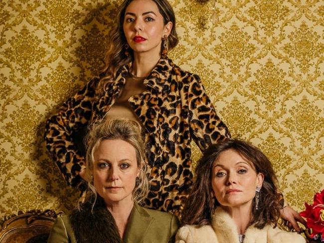 Marta Dusseldorp and Essie Davis, with Stephanie Jack, back, are set to star in a new play by Archipelago Productions titled The Maids. Picture: ADAM GIBSON