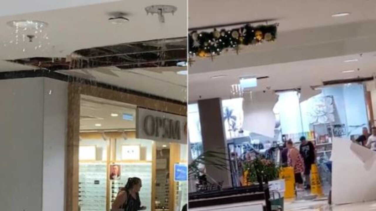 The roof of Brisbane's Toombul Shopping Centre has partially caved in after a storm on Friday afternoon. Picture: hannabana299/Karlie Pyke/7NewsBrisbane