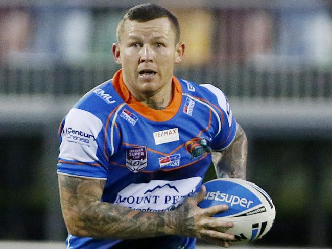 AAP-COORPAROO-BRISBANE QLD 10-3-18Intrust Super Cup League match at Langlands Park. Northern Pride versus Wynnum Manly which was transferred from cairns due to bad weather.Northern Pride's Todd Carney prepares to pass in his team's loss to the Wynnum Manly Seagulls.PHOTO-AAP-TIM MARSDEN