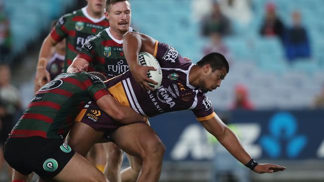 Brisbane's Payne Haas made his long awaited NRL debut.. Picture. Phil Hillyard