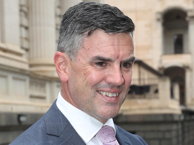 Victorian Liberals voting on a new leader in a challenge to leader John Pesutto. Brad Battin after being voted in as leader of the Liberal Party. Friday, December 27. 2024. Picture: David Crosling