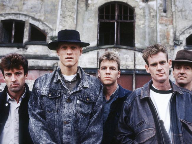 Midnight Oil in Ghent, Belgium, May 1988. L-R: Rob Hirst, Peter Garrett, Martin Rotsey, Bones Hillman, Jim Moginie. Picture: Gie Knaeps/Getty