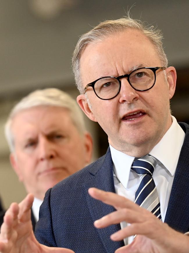 Prime Minister Anthony Albanese visits Meadowbank TAFE in Sydney. Picture: Jeremy Piper