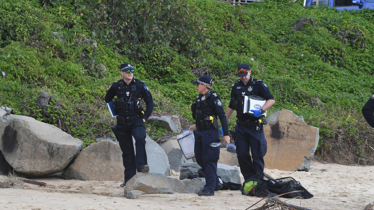 The Alcobri yacht washed up on the rocks at Mooloolaba.