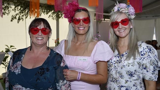 Bet365 Traralgon Cup Day, held at Traralgon Racecourse, Traralgon, Victoria, 1st December 2024: Paula Williams, Danielle Daniel (Laser Clinics Australia owner) and Belinda Burnett. Picture: Andrew Batsch