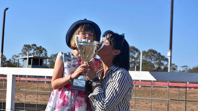 FOR DAD: Jorja Crompton and her mum Jackie with the Ken Dowling Cup, named in memory of Jackie's late father. Picture: Meg Gannon