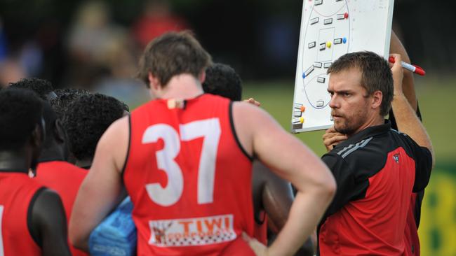 Leigh Crossman previously coached the Tiwi Bombers to their only NTFL flag. Picture: Justin Sanson