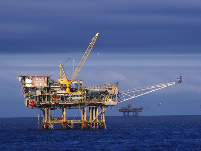The Kingfisher rig, part of Esso Australia oil and gas field platforms in Bass Strait. Picture: Supplied