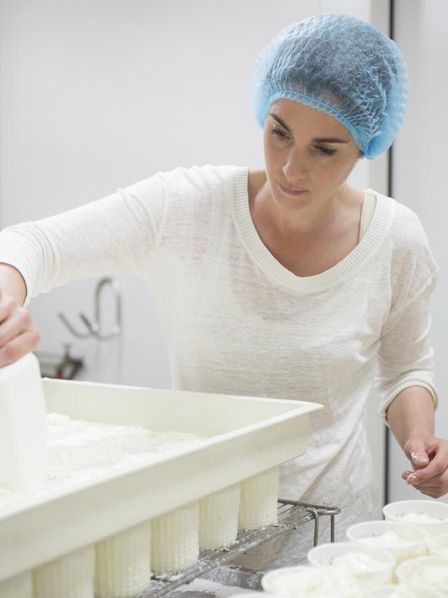 Cressida Cains at work for Pecora Dairy in Robertson, NSW. Picture: Honey Atkinson