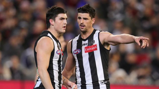 Scott Pendlebury gave Brayden Maynard a wake-up call earlier in his career. Picture: Michael Klein