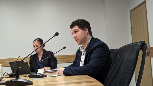 Dr Ben Dodds, president of the Rural Doctors Association of Tasmania gives evidence to the Select Committee on Transfer of Care Delays (Ambulance Ramping) in Launceston, November 8, 2023. Picture: Alex Treacy